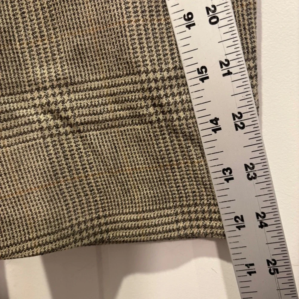 Woolrich Mens 42L Glen Plaid Blazer Brown Tan Wool Sport Coat Tailored in USA